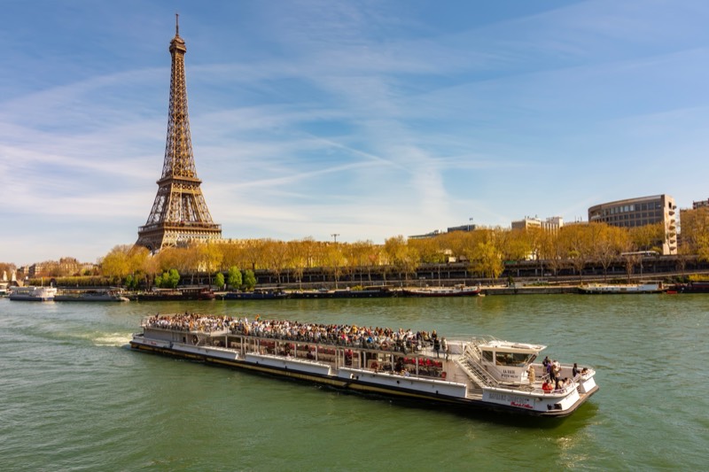 Eiffel Tower and Seine river boat cruise