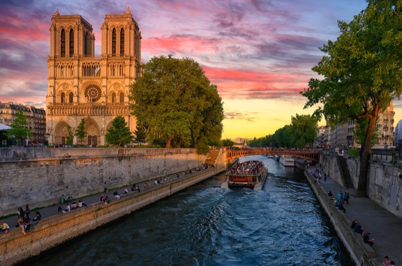 Notre-Dame cathedral at sunset